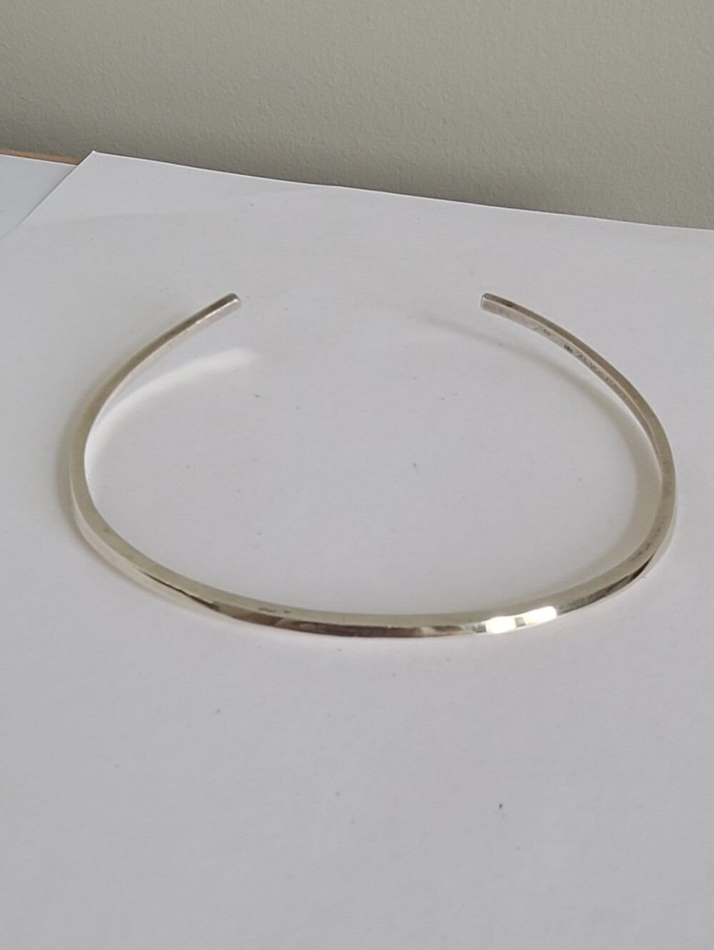 Vintage Hammered Sterling Silver Forge Sculpted Modern Open Choker Necklace